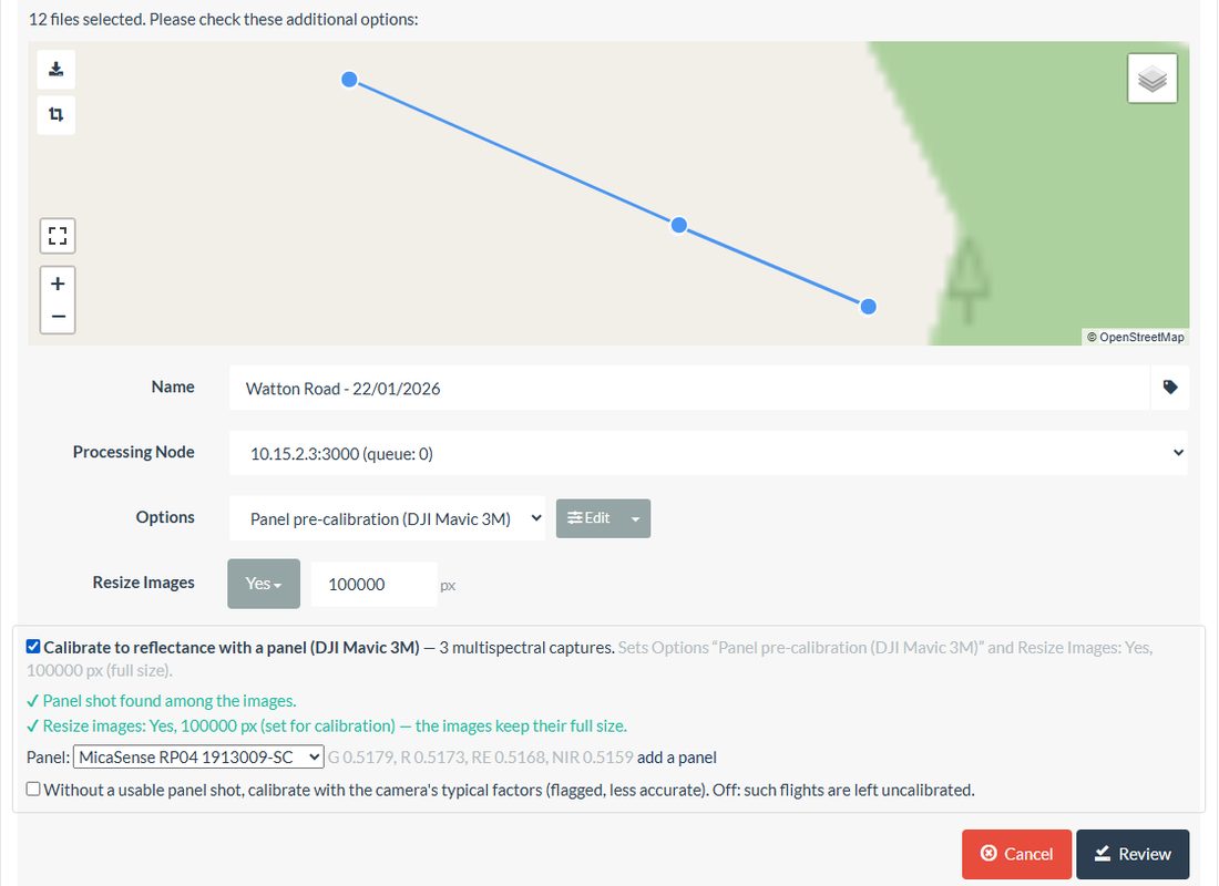 New task form with the calibration box ticked