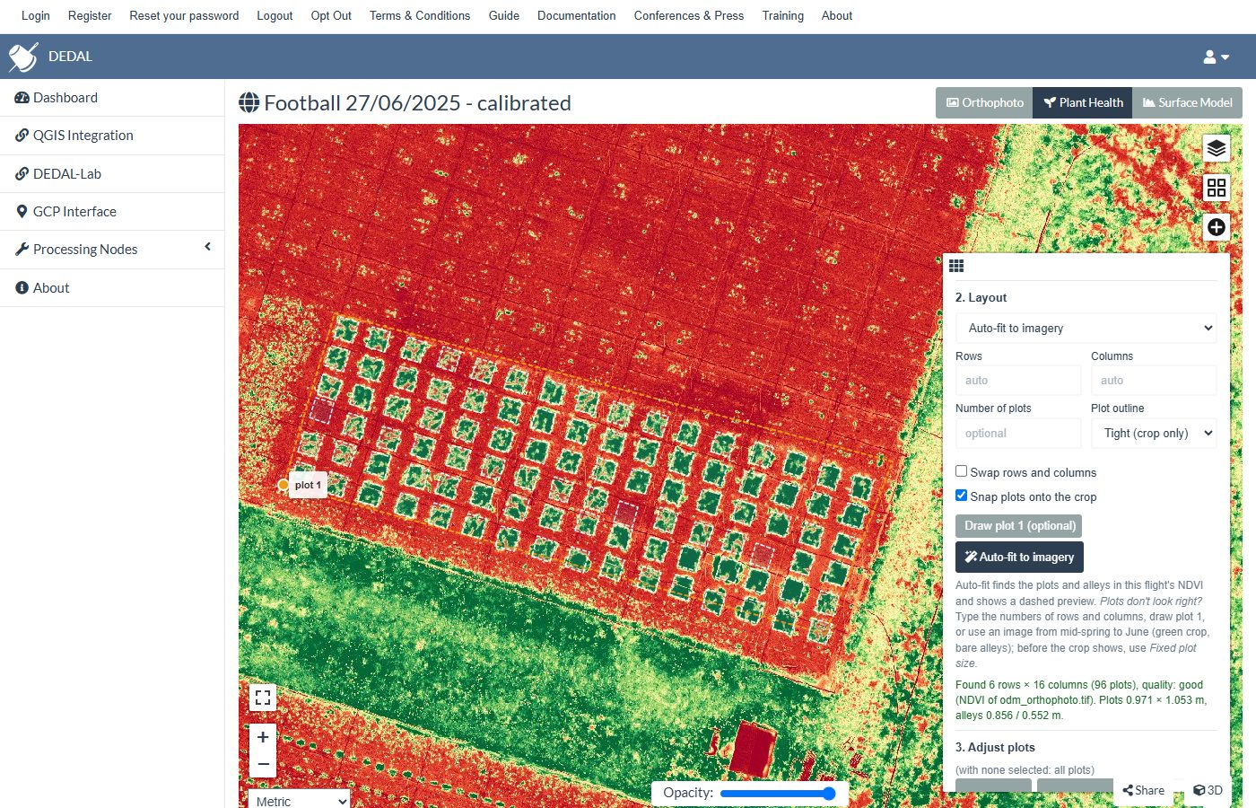 Auto-fit preview of 96 plots on the trial