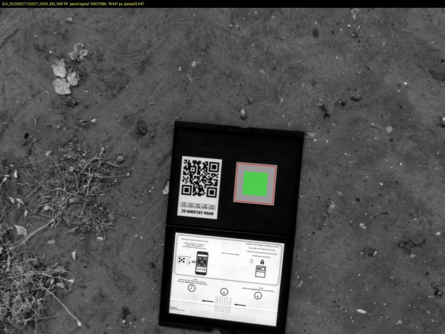 The reflectance panel detected in a NIR image